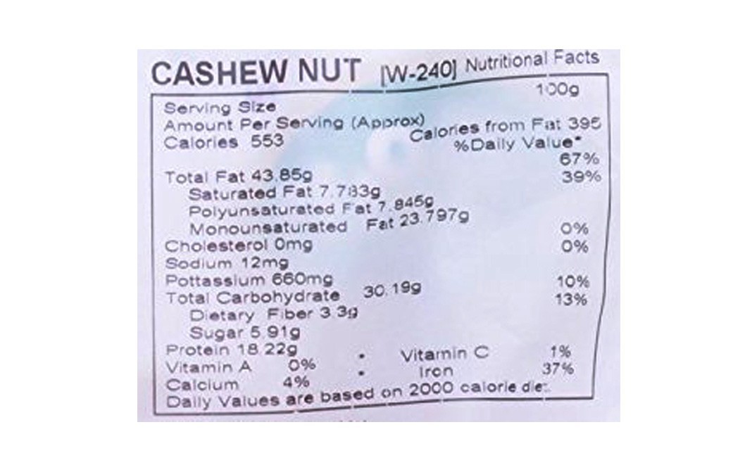 Go Earth Organic Cashew Nut (W240)    Pack  200 grams